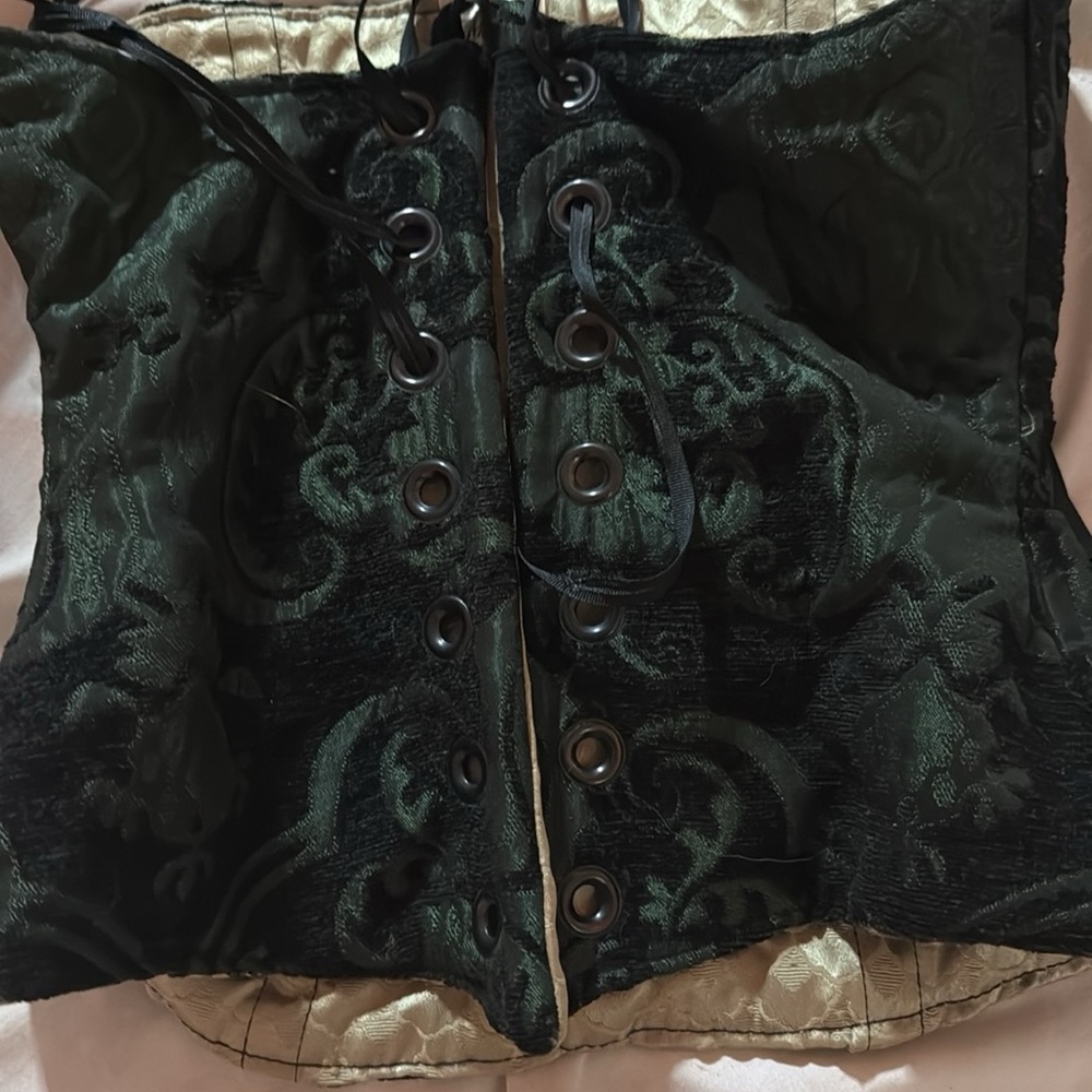 Luxurious Dark Green Brocade Corset